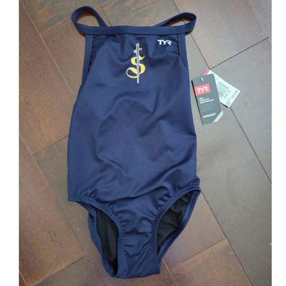 TYR Swimsuit One Piece Navy Blue Durafast Elite‎ Training Suit Size 26 - Picture 1 of 6